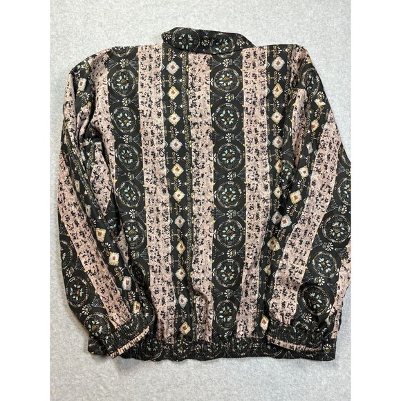 Vintage Casual Isle Women's Size Medium 100% Silk Windbreaker Geometric Mob Wife - Picture 12 of 13